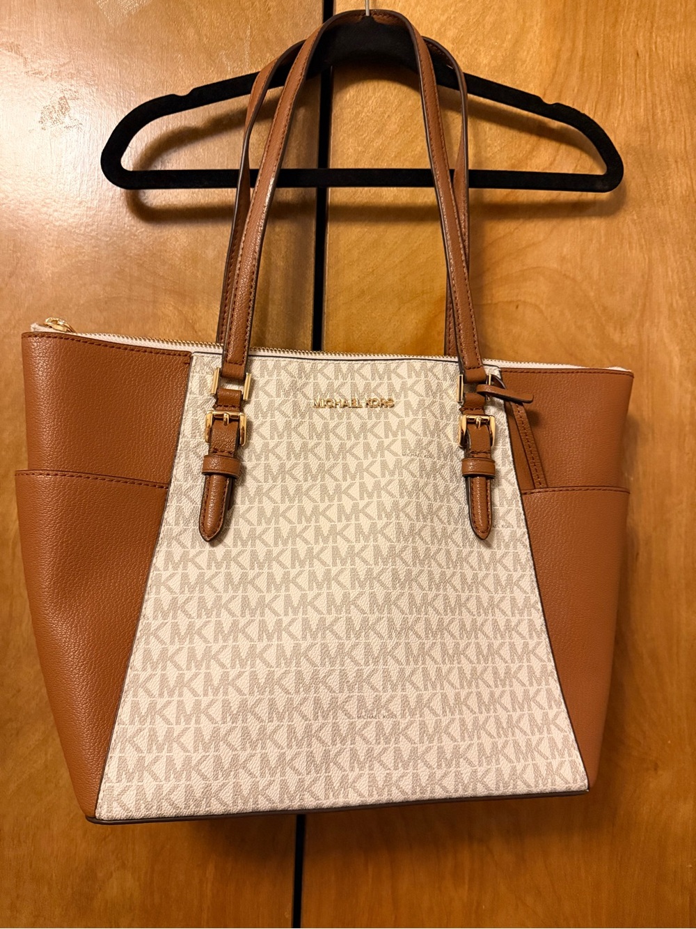 Michael Kors Vanilla and Tan Logo Tote